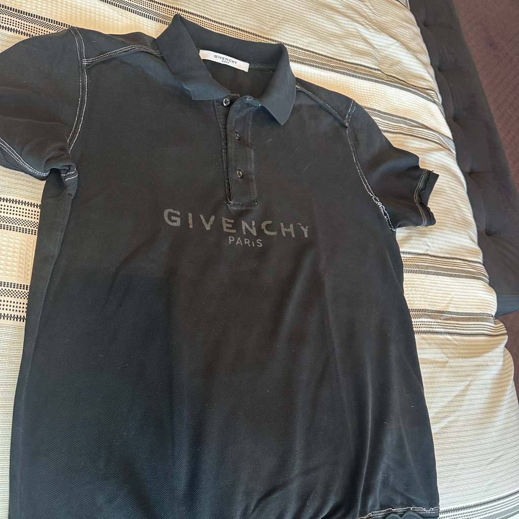Givenchy Black, Distressed Polo Shirt